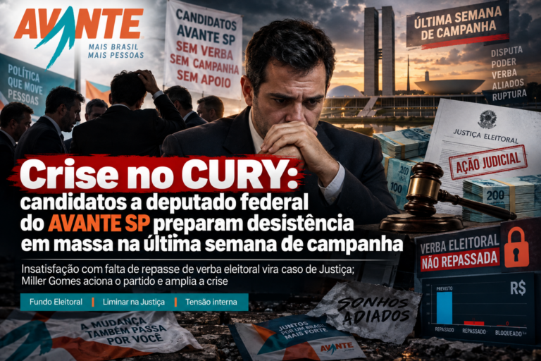 Crise no CURY: Candidatos a deputado federal :AVANTE SP” preparam desistência em massa na última semana de campanha
